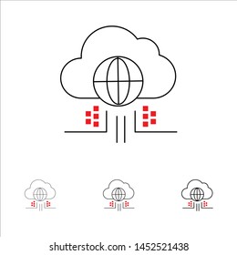 Internet, Think, Cloud, Technology Bold and thin black line icon set