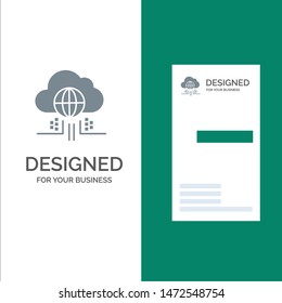 Internet, Think, Cloud, Technology Grey Logo Design and Business Card Template