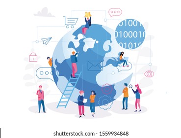 Internet of thinks in global offices, smart city. management of IoT devices,
 Vector illustration,  Design and development of a comprehensive Business Intelligence solution. construction industry.