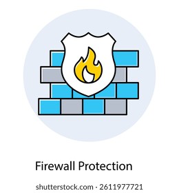 Internet Threat Firewall Safety Vector Icon design, data threat, malware protection, virus alert
