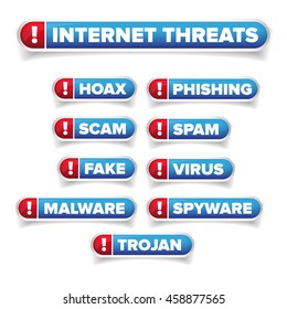 Internet threats button set  - Hoax, Spam etc