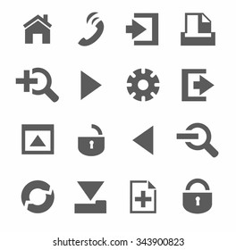 Internet and Toolbar icons, monochrome. Vector, monochrome icons for web and toolbars.  
