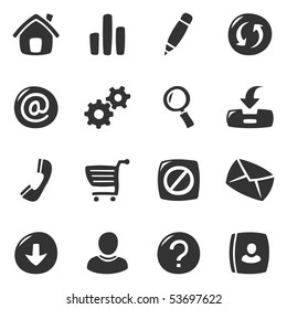Internet and toolbar icons, set 1 of 4. Slightly asymmetric and curvy.