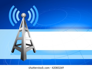 internet tower with radio waves background icon