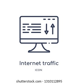 internet traffic icon from technology outline collection. Thin line internet traffic icon isolated on white background.