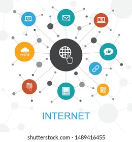 internet trendy web concept with icons. Contains such icons as ecommerce, social media, website, Email