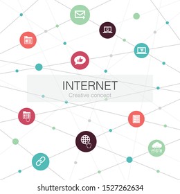 internet trendy web template with simple icons. Contains such elements as ecommerce, social media, website