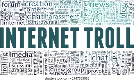 Internet Troll vector illustration word cloud isolated on a white background.