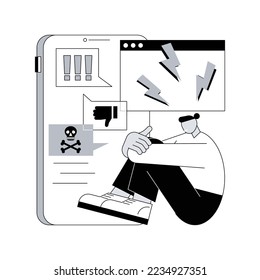 Ilustración vectorial de concepto abstracto de troleo por Internet. Acoso digital, trolls en internet, comportamiento agresivo en los medios sociales, técnica de troleo, metáfora abstracta de comentarios fuera de tema.