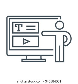 Internet Tutorials, online education icon suitable for info graphics, websites and print media and  interfaces. Line vector icon.