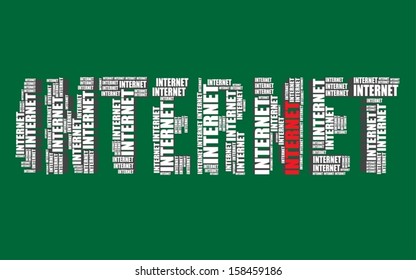 internet typography 3d text word art vector illustration word cloud internet