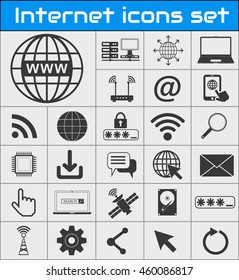 Internet universal icons set for mobile applications. Web icons set. Vector illustration