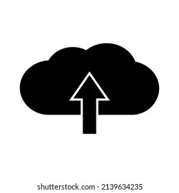Internet upload icon. Web cloud and upward arrow . Vector Illustration