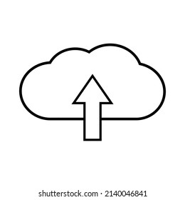 Internet upload icon. Web cloud and upward arrow . Vector Illustration