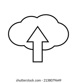 Internet upload line icon. Web cloud and upward arrow . Vector Illustration
