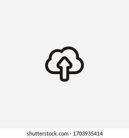 internet upload outline icon vector illustrator sign