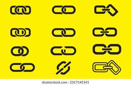 Internet URL or webpage url link icons set. Chain, link icon vector isolated on white background . Vector illustration