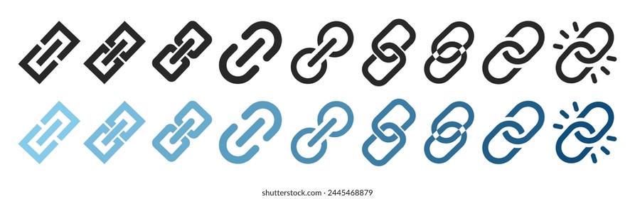 Internet URL or webpage url link icons set. Chain, link icon vector isolated on white background 