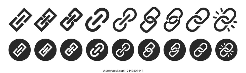 Internet URL or webpage url link icons set. Link, share link, external link, database, icon set. URL icons. Wireless and wifi icon. Wi-fi signal symbol