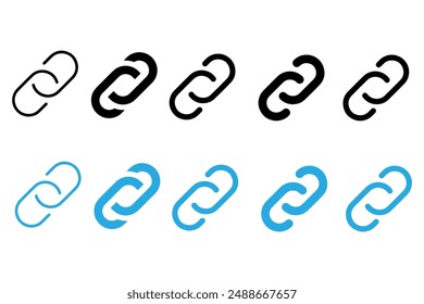 Internet URL oder Webseite URL Link Symbole gesetzt. Link, freigegebener Link, externer Link, Datenbank, Symbolsatz. URL-Symbole. Wireless- und WiFi-Symbol. Wi-Fi-Signalsymbol
