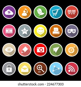Internet useful flat icons with long shadow, stock vector