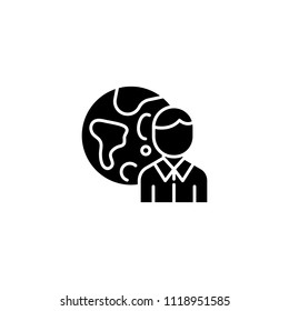 Internet user black icon concept. Internet user flat  vector symbol, sign, illustration.