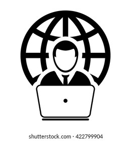 Internet User Icon with Laptop - Vector