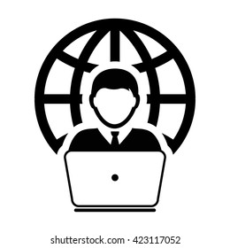 Internet User Icon with Laptop - Vector