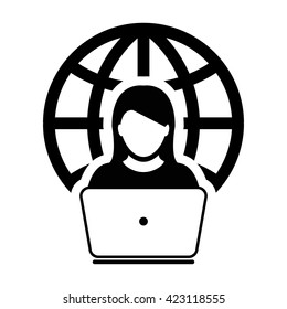 Internet User Icon with Laptop - Vector