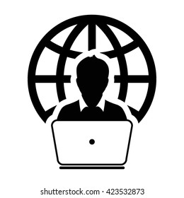 Internet User Icon with Laptop - Vector