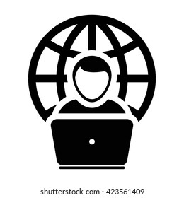 Internet User Icon with Laptop - Vector