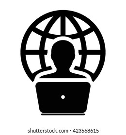 Internet User Icon with Laptop - Vector