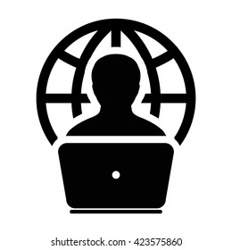 Internet User Icon with Laptop - Vector