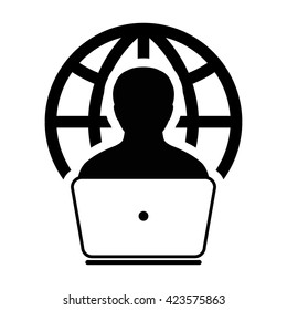 Internet User Icon with Laptop - Vector