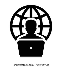 Internet User Icon with Laptop - Vector