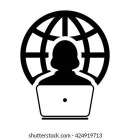 Internet User Icon with Laptop - Vector