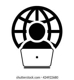 Internet User Icon with Laptop - Vector