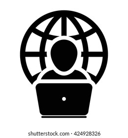 Internet User Icon with Laptop - Vector