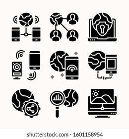Internet vector Glyph icons set