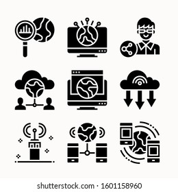 Internet vector Glyph icons set