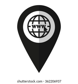 Internet - vector icon;  black map pointer