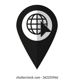 Internet - vector icon;  black map pointer