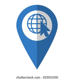 Internet - vector icon; blue map  pointer