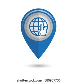 Internet - vector icon;  blue map pointer