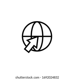 Internet vector icon in linear, outline icon isolated on white background