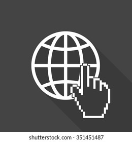 internet vector icon with long shadow