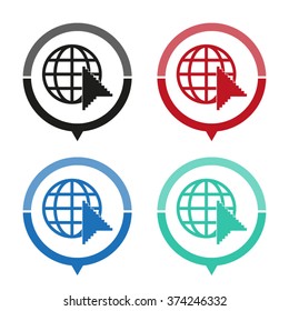 Internet - vector icon; map pointer;  message bubble