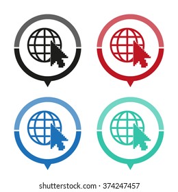 Internet - vector icon; map pointer;  message bubble