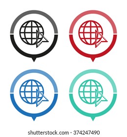 Internet - vector icon; map pointer;  message bubble