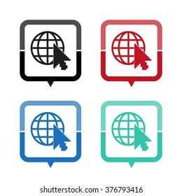 Internet - vector icon; map pointer;  message bubble